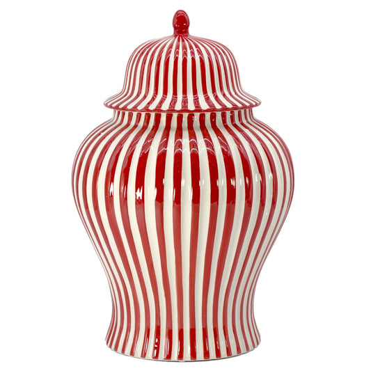 Galt International Company - Red & White Candy Cane Striped Ceramic Vase 18"