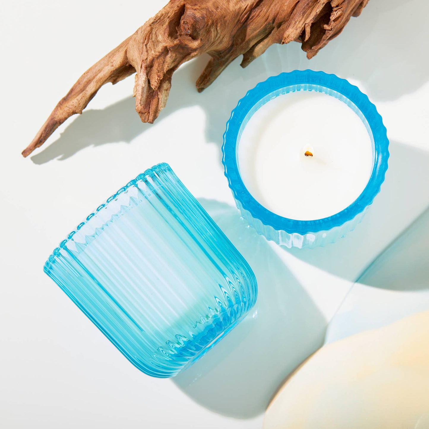Hillhouse Naturals/Field+Fleur - Sea Salt 1 Wick Colored Glass Candle 8oz Ctn.6
