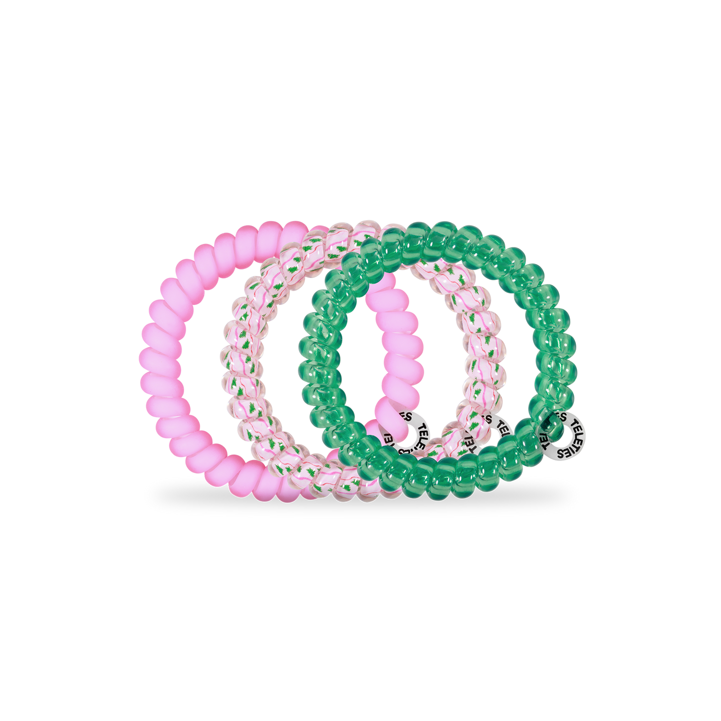 TELETIES - Spiral Hair Coils | Small | Merry Pinkmas Hair Ties