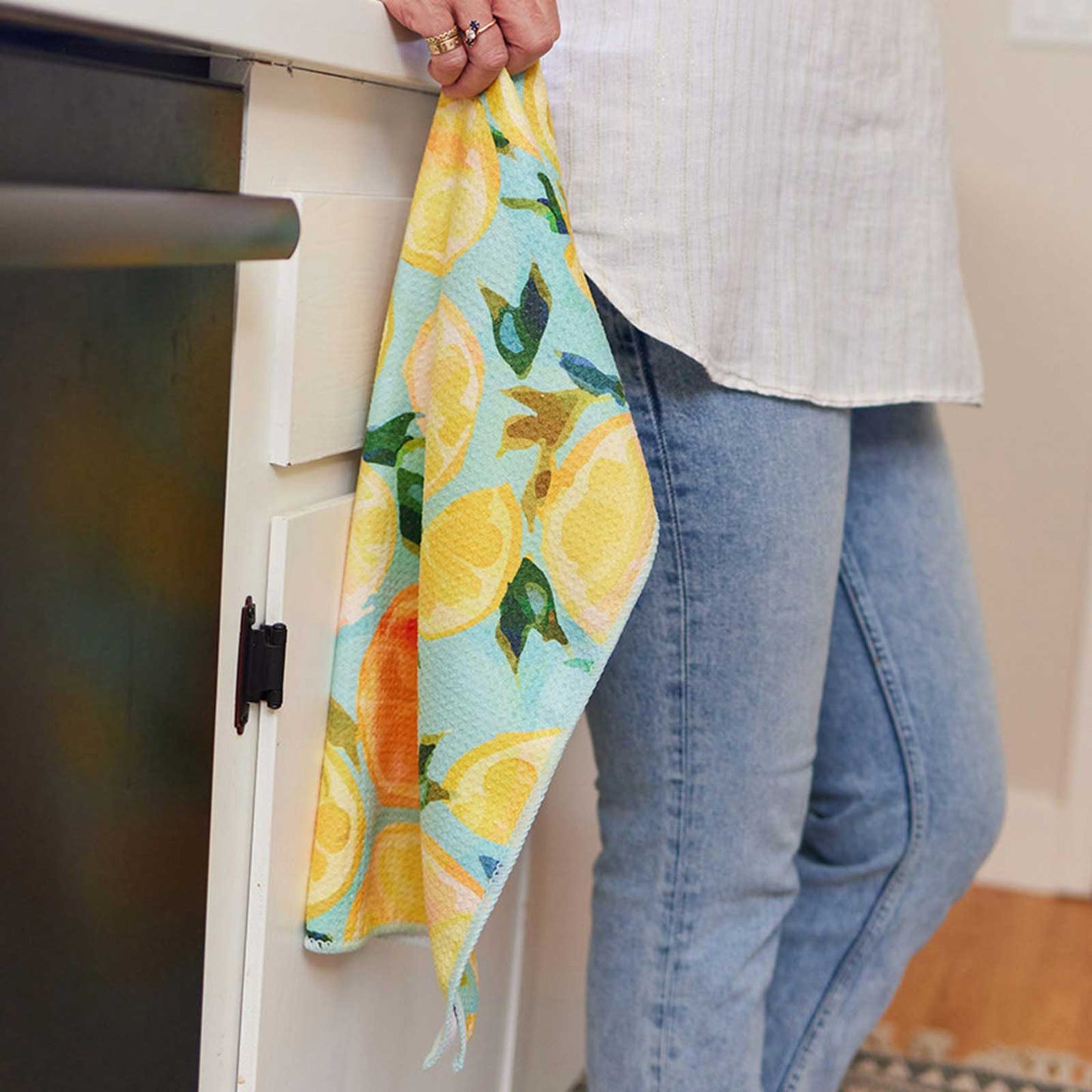 rockflowerpaper - LEMON SLICES blu Kitchen Tea Towel