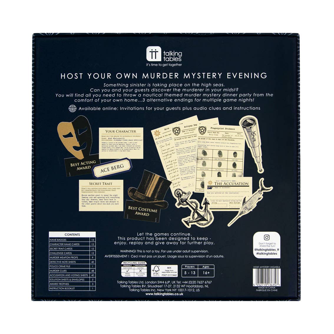 Talking Tables USA - Home, Party, Games and Seasonal Decor - Murder Mystery High Seas Game | Everyday Games |
