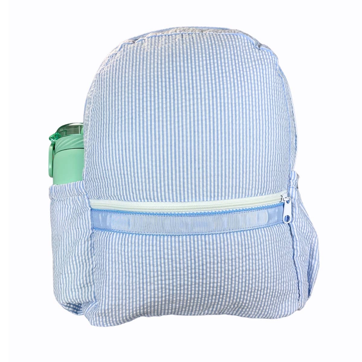 Mint - Baby Blue Seersucker Medium Backpack w/ Pocket | Mint