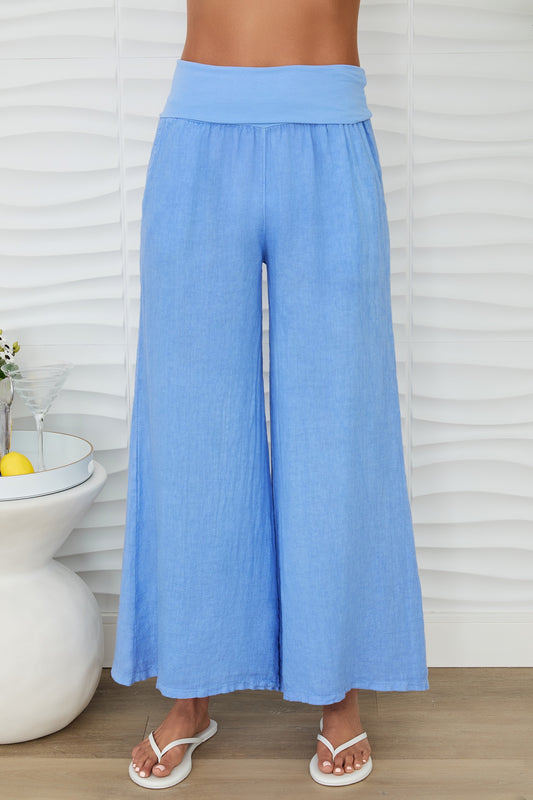 Milio Milano - Fold Over Waist Palazzo Linen Pant