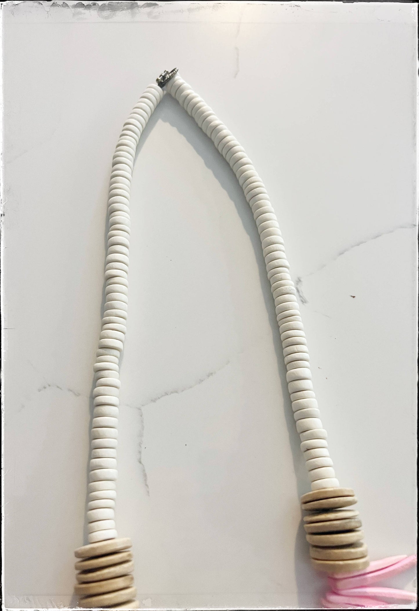 GentrybyJenna - Pink & Tan Coconut Wood Stick & Disk Bead Necklace