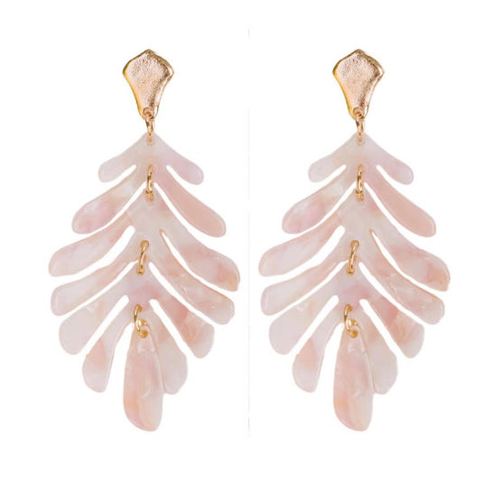 St Armands Designs of Sarasota - Pink Petite Palm Statement Drop Earrings