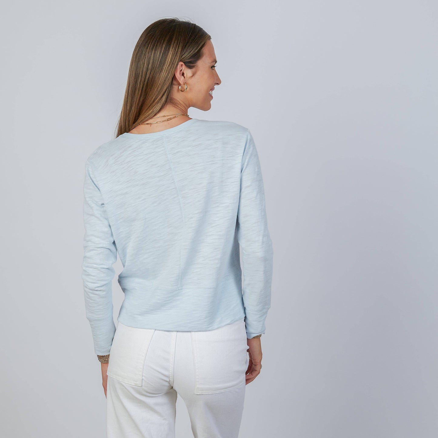 erin gray - Celia Perfect Length Tee in Sky Blue - Long Sleeve