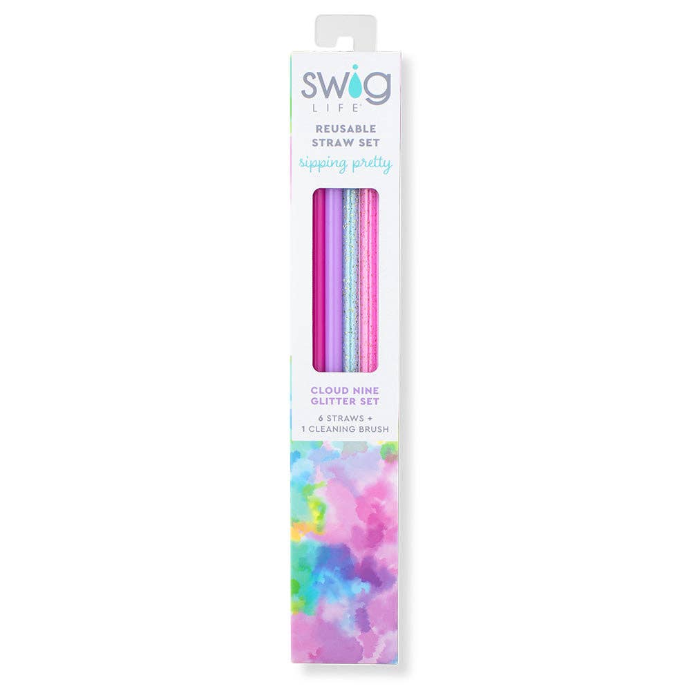 Swig Cloud Nine Glitter Reusable Straw Set