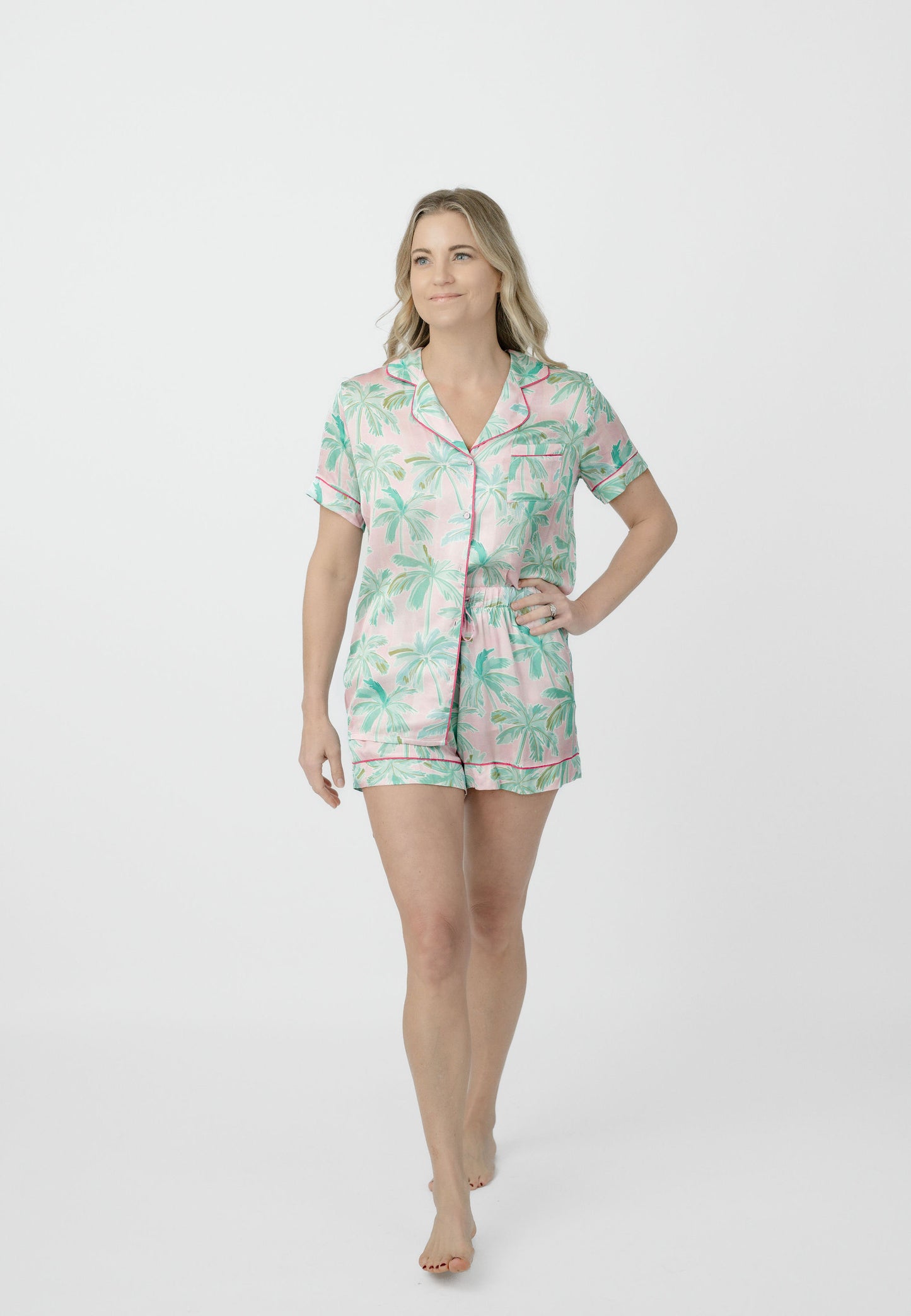 Imbali - Palm Paradise Button Down Short Set - Ladies Sleepwear