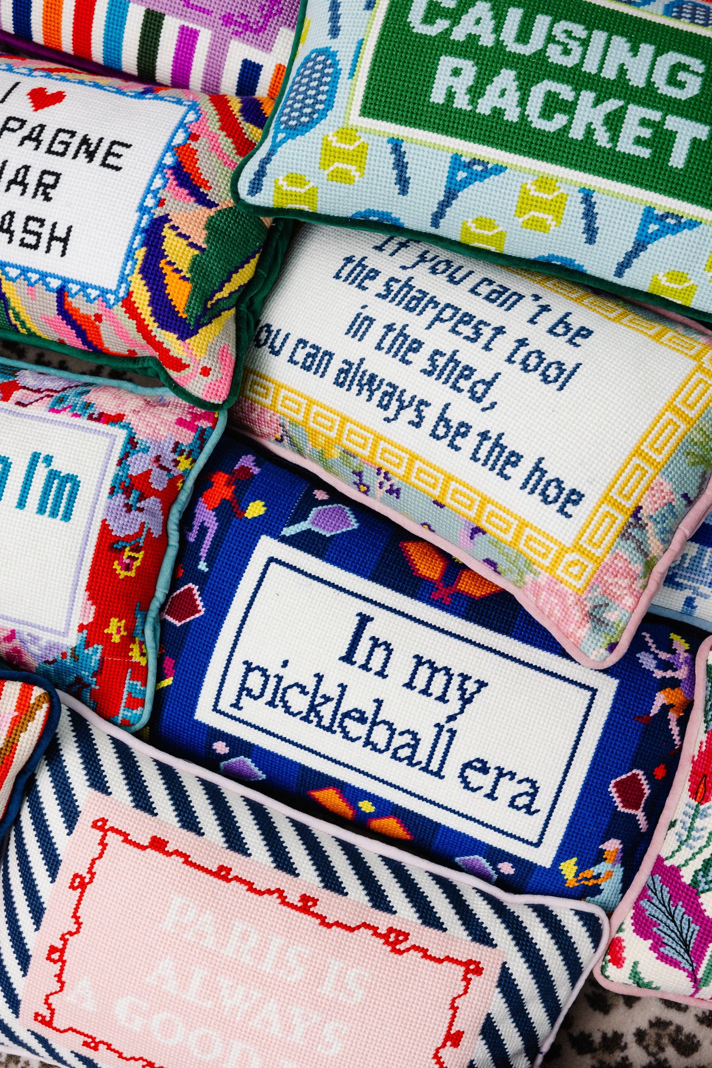 Pickleball Era Needlepoint Pillow