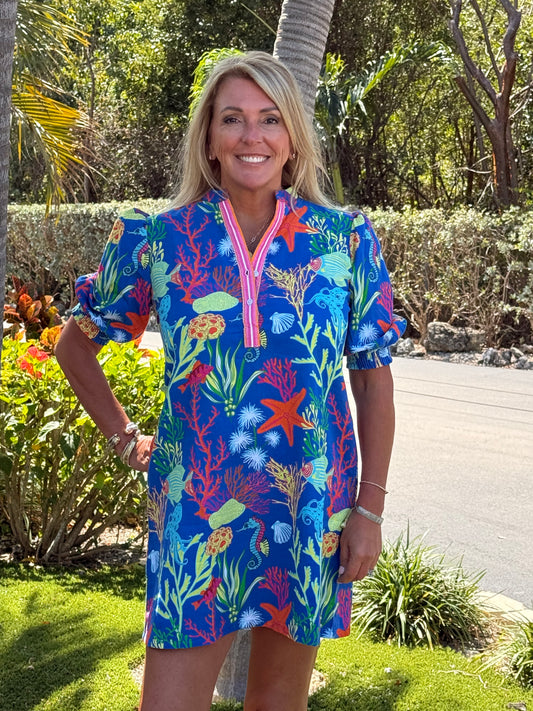 Avani - Azure Blue Coral Dress