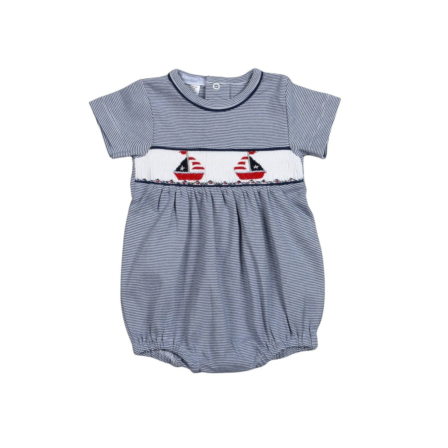 Hug Me First - UNI-930 Blue hand smocked Americana Pima bubble
