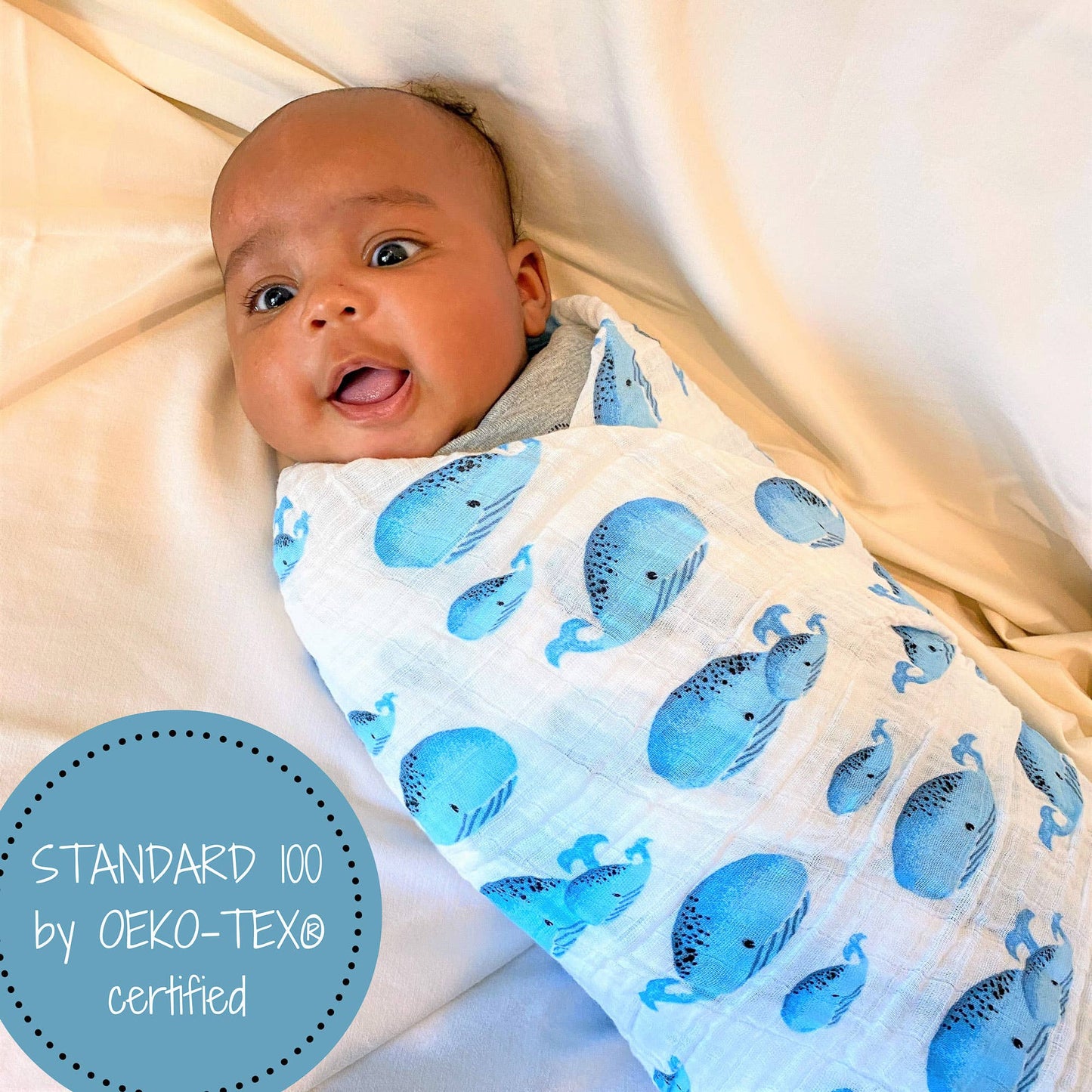 LollyBanks - Whale, Whale, Whale Baby Muslin Swaddle Blanket