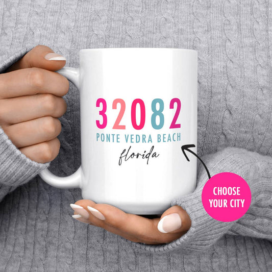 Local Custom City State Zip Code Mug