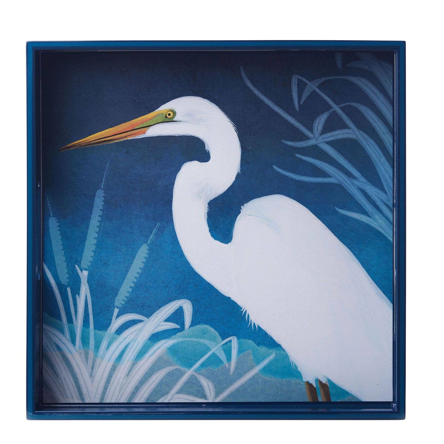 rockflowerpaper - NIGHT EGRET 15 Inch Square Tray