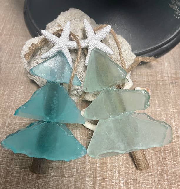 Mini Tree Sea Glass Christmas Ornament