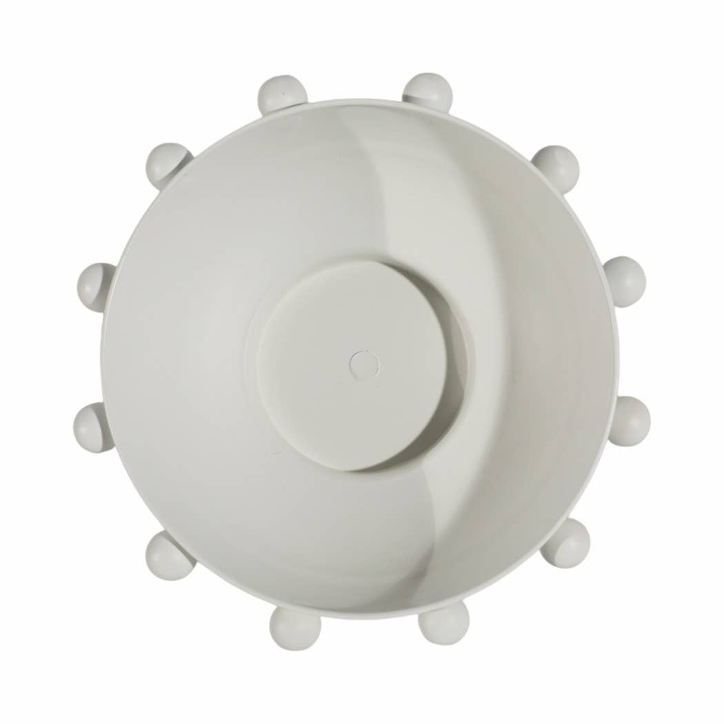 Sagebrook Home - Decorative Bowl - White Iron/Fir Wood Hobnail, 11 in.