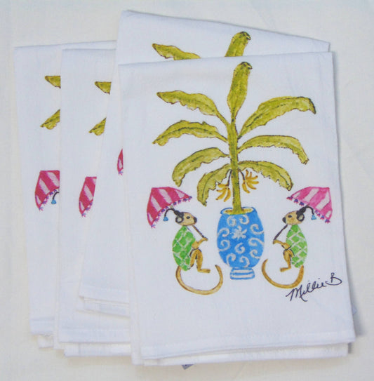 Lowcountry Linens - Limited Edition Watercolor Banana Monkeys Flour Sack Towel