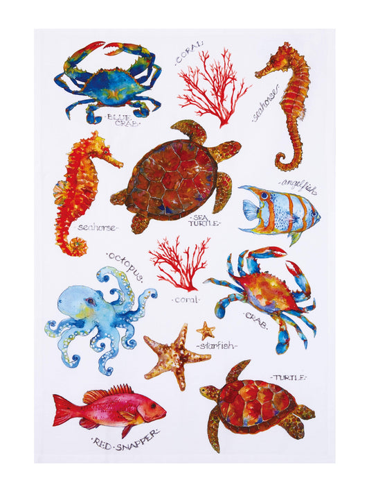 Peking Handicraft- Field Guide Sealife Kitchen Towel