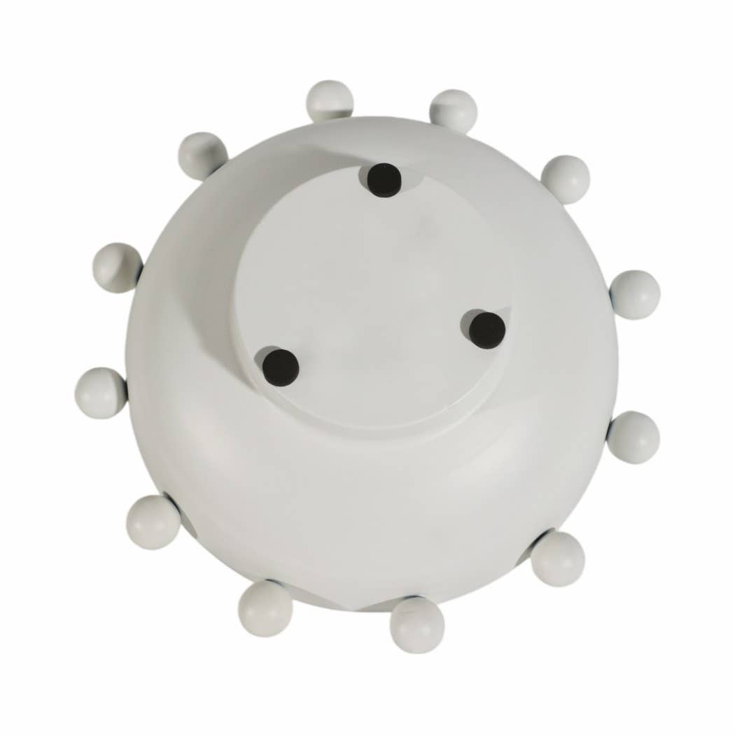 Sagebrook Home - Decorative Bowl - White Iron/Fir Wood Hobnail, 11 in.