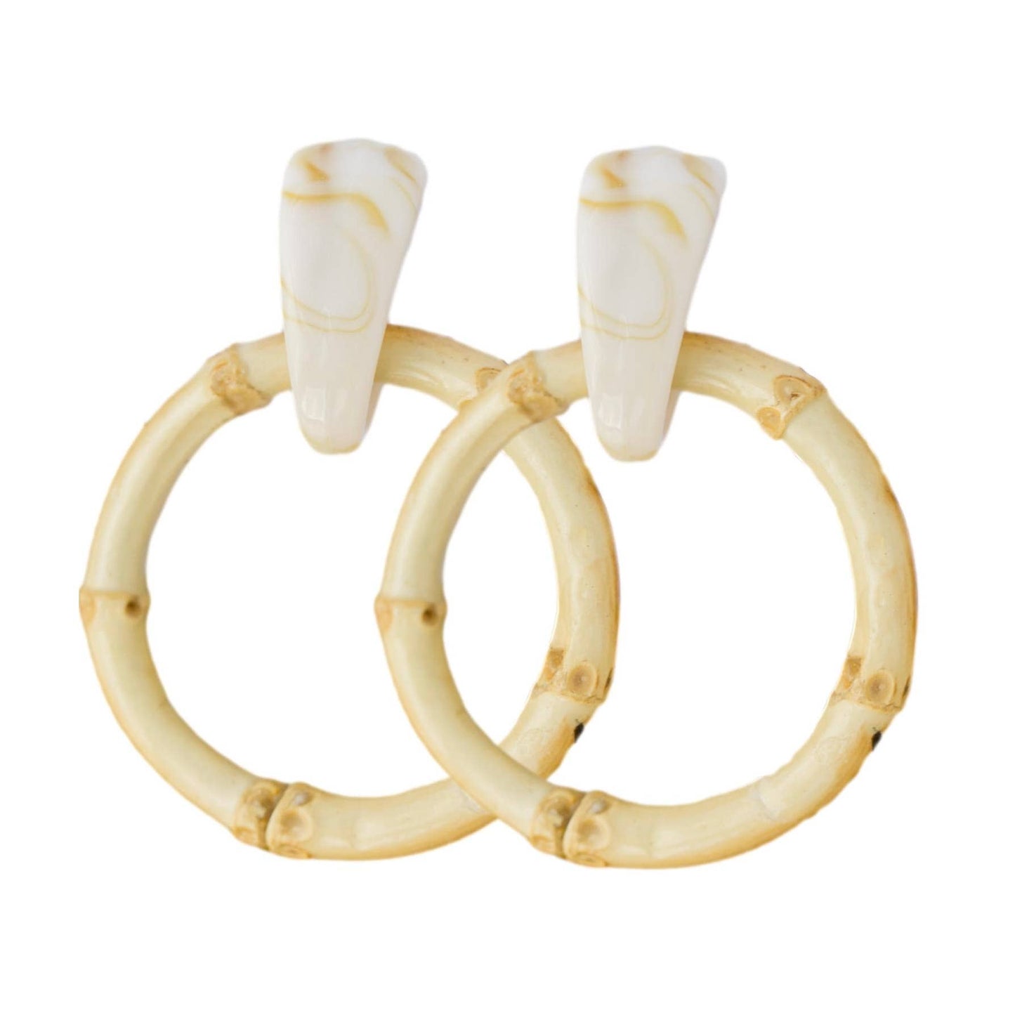 St Armands Designs of Sarasota - Light Brown Bamboo Statement Drop Earrings
