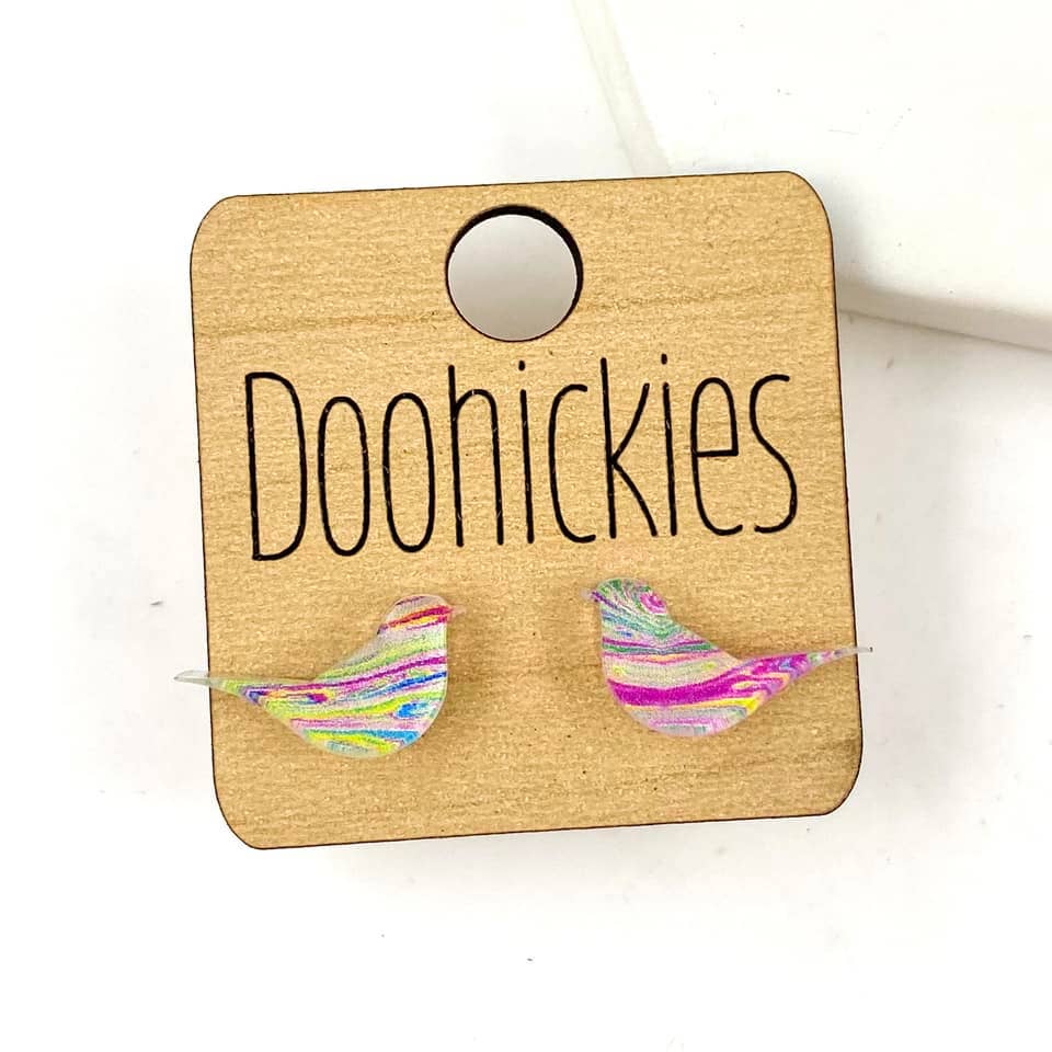Doohickies - Acrylic Spring Stud Earrings