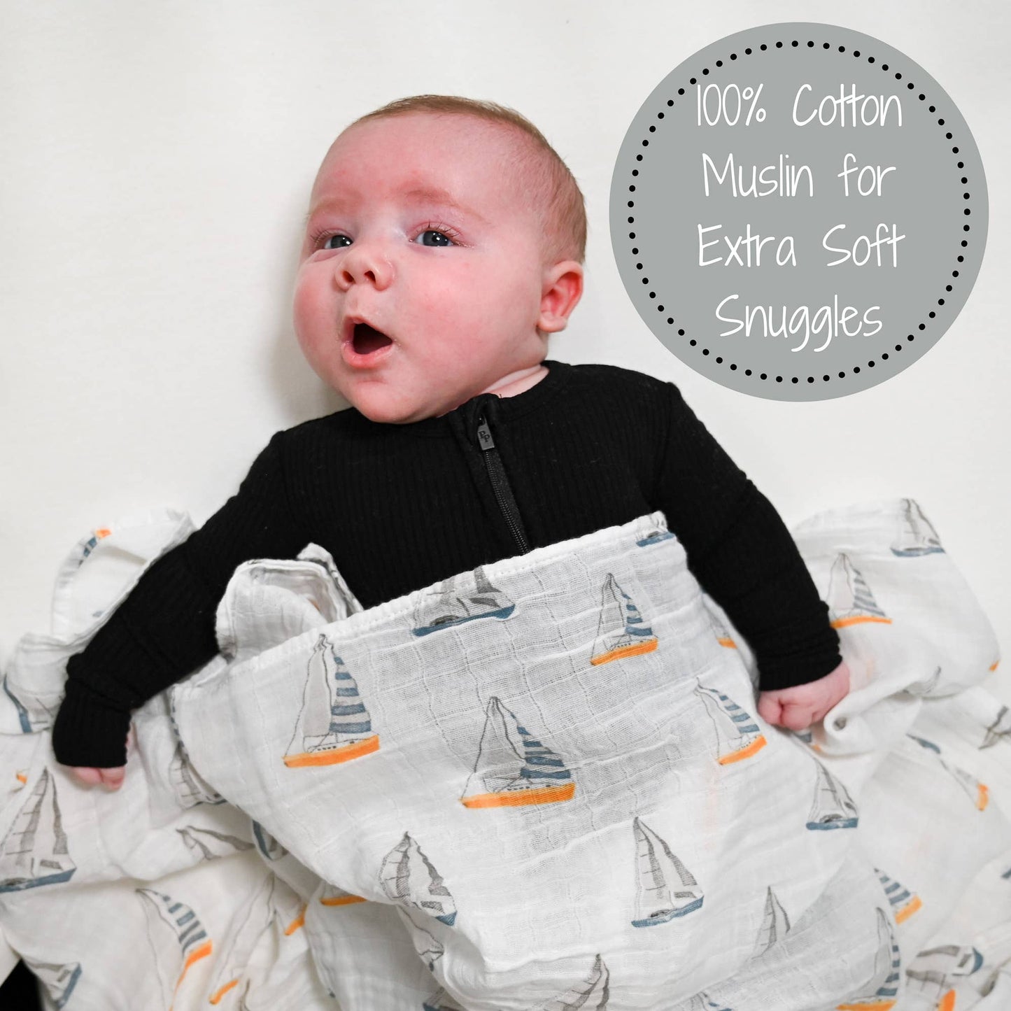 LollyBanks - Sailing Away Baby Muslin Swaddle Blanket