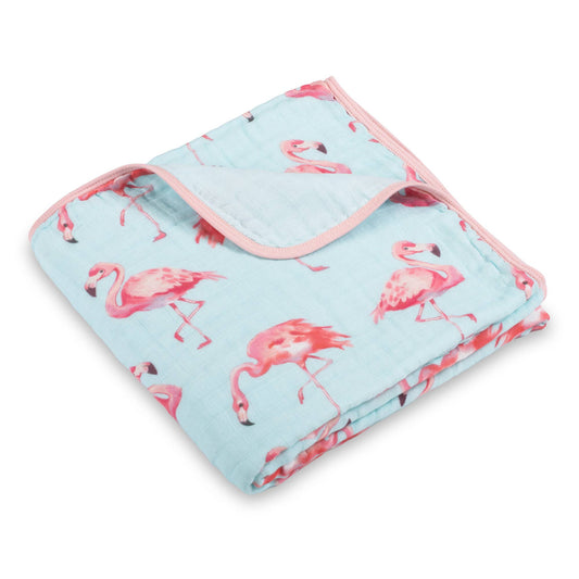 LollyBanks - Flamingo Baby Toddler 100% Cotton Muslin Blanket