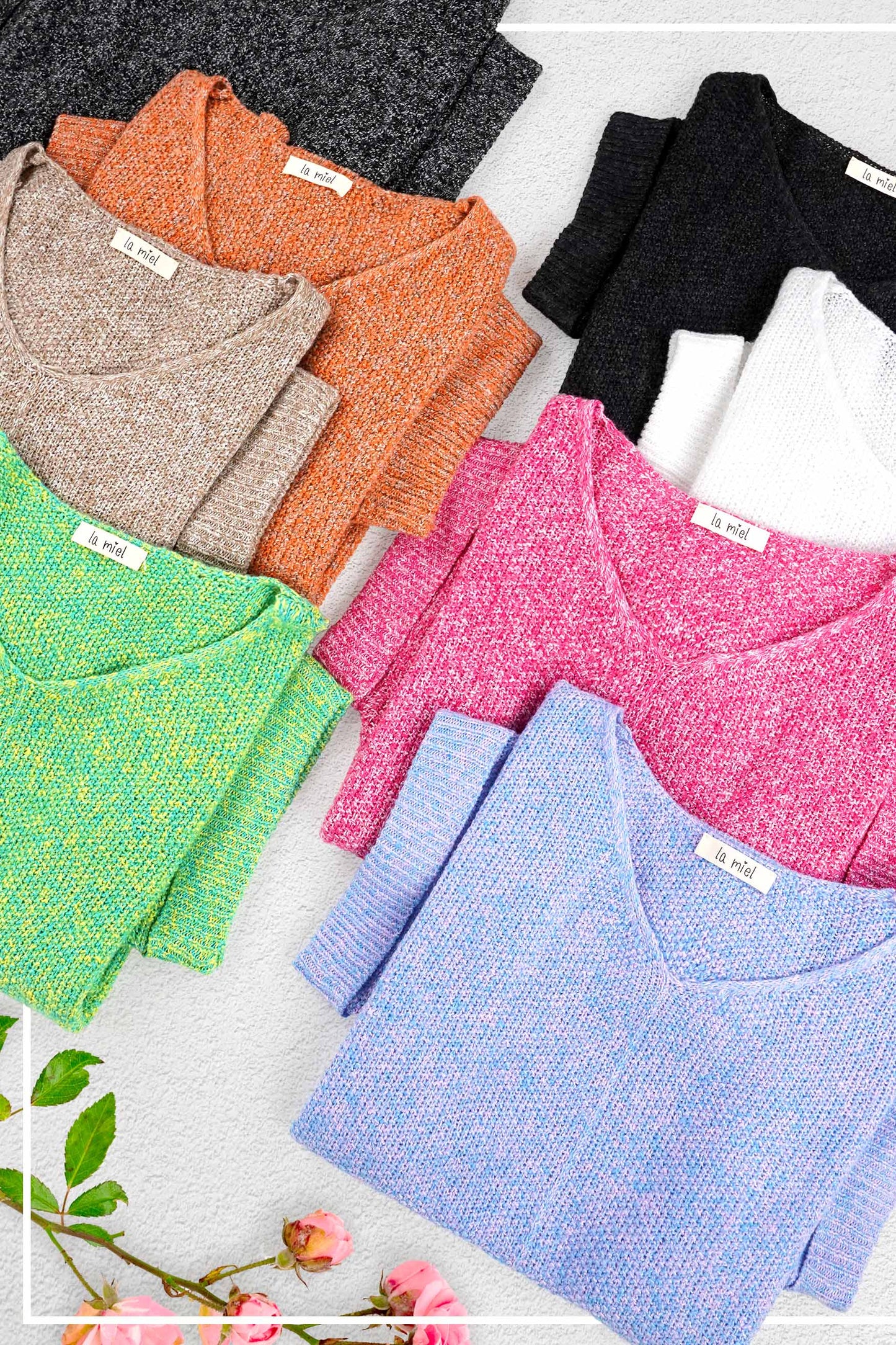 La Miel - Soft Lightweight Loose Fit Textured Pullover Sweater