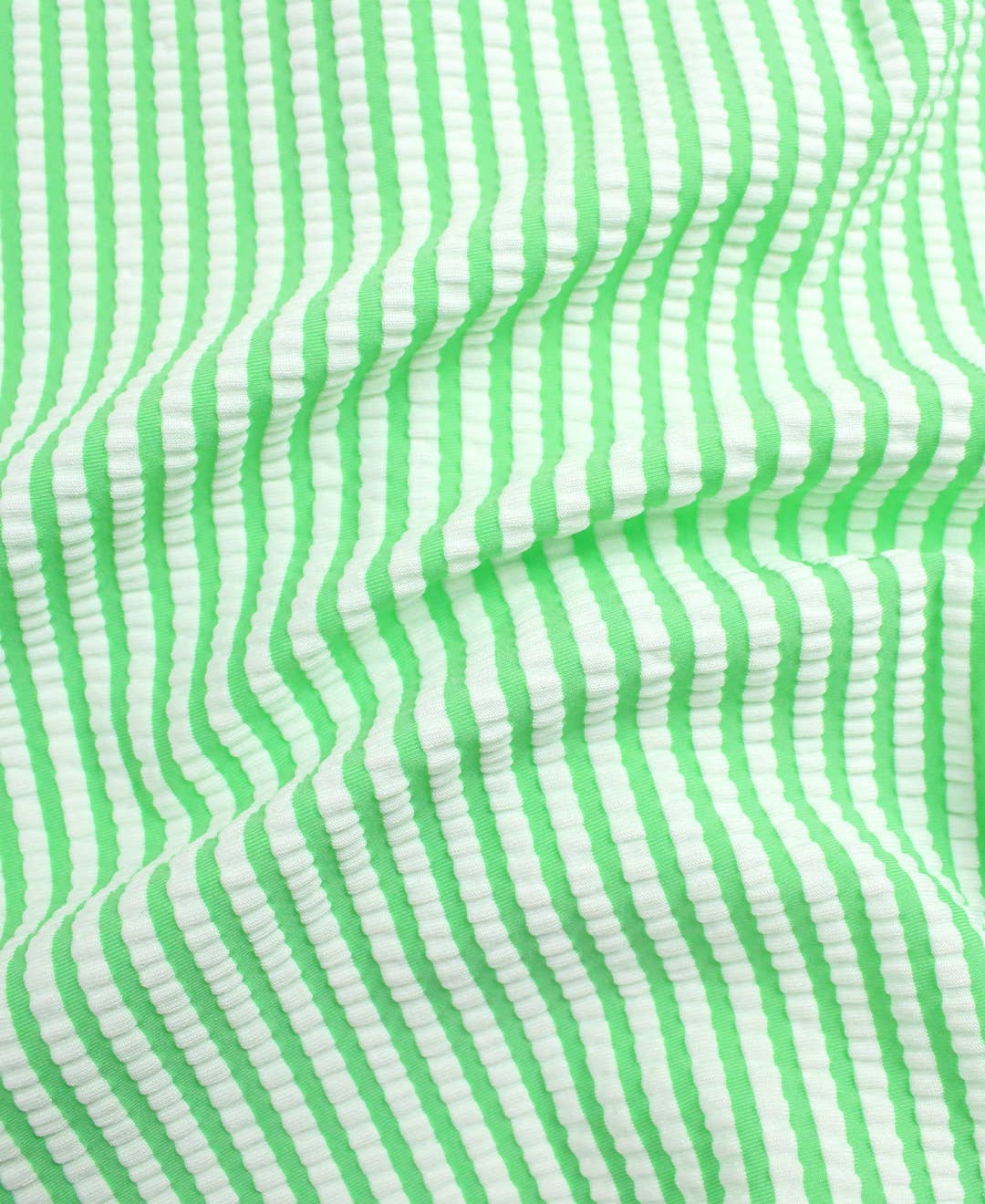 RuffleButts + RuggedButts - Baby Girls Spring Green Seersucker Long Sleeve One Piece Rash Guard Swimsuit with Signature Rear Ruffles