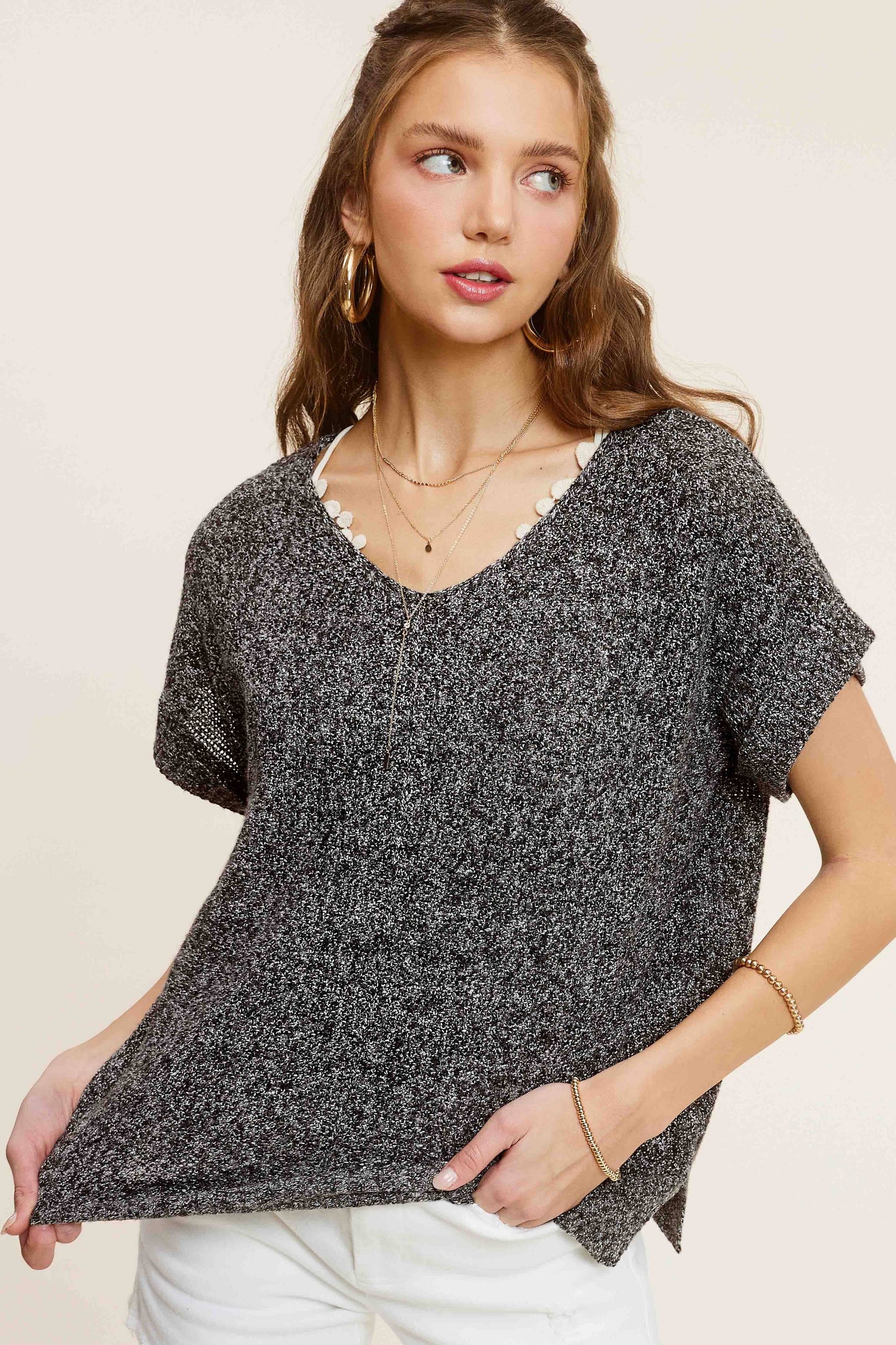 La Miel - Soft Lightweight Loose Fit Textured Pullover Sweater