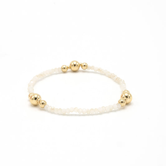 erin gray - The Nantucket Shimmer Winter White & 14k Gold- Filled Beaded Bracelet
