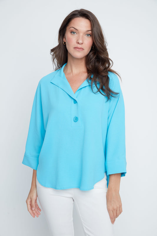 Renuar - Oversize 3/4 Sleeve Top - Ocean