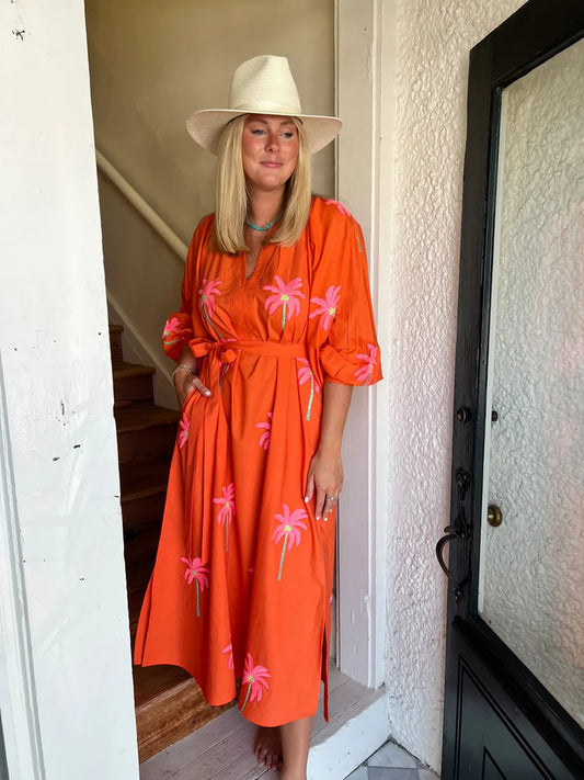 Tela - Orange Beach Palms Kaftan