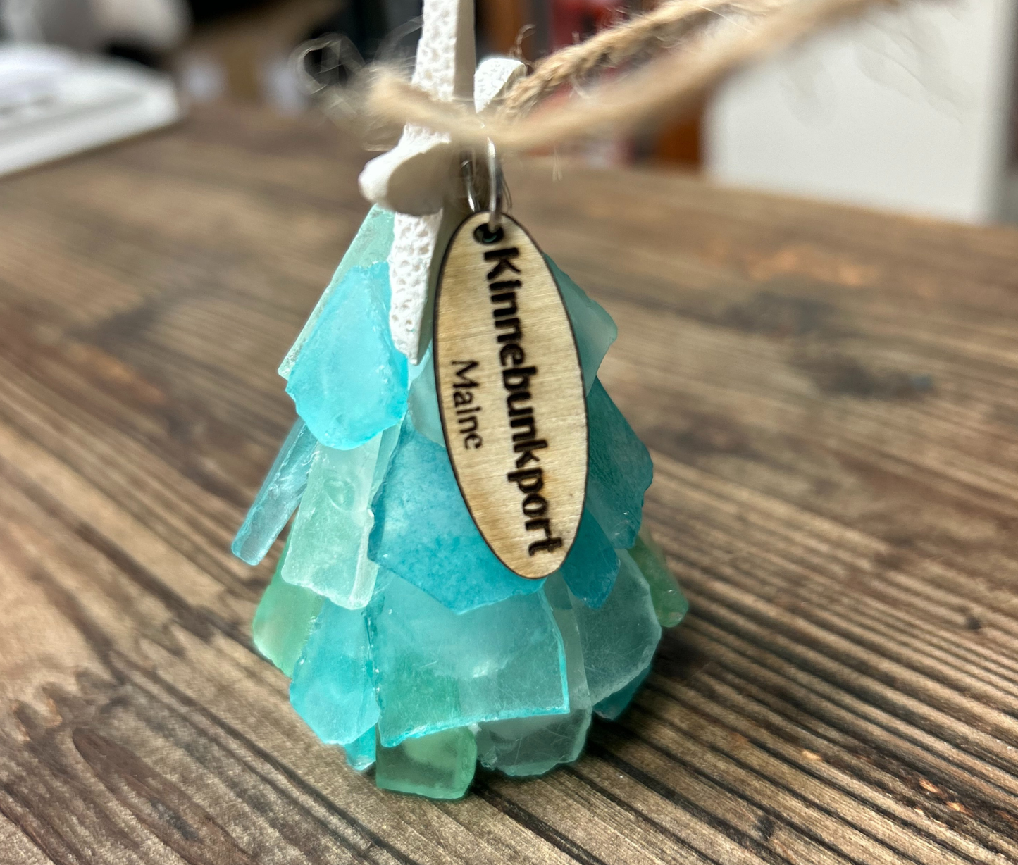 Sea Glass 3D Christmas Ornament - Personalized Tag