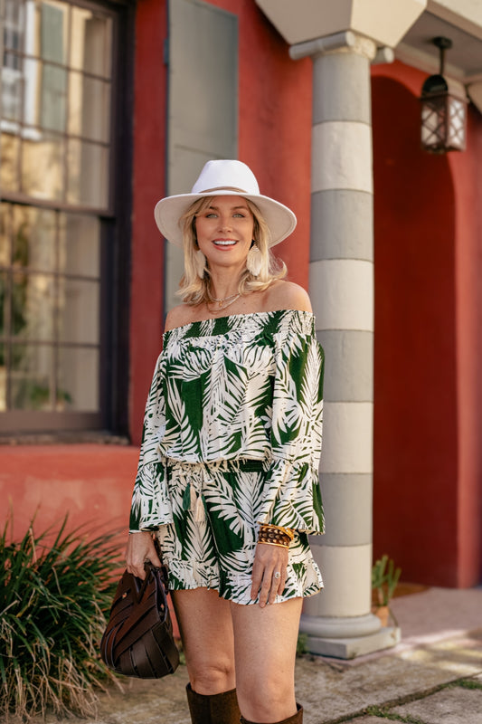 la mer luxe - Olive Tropics - 3/4 sleeve Jayda Romper