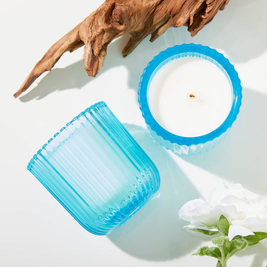 Hillhouse Naturals/Field+Fleur - Sea Salt 1 Wick Colored Glass Candle 8oz Ctn.6