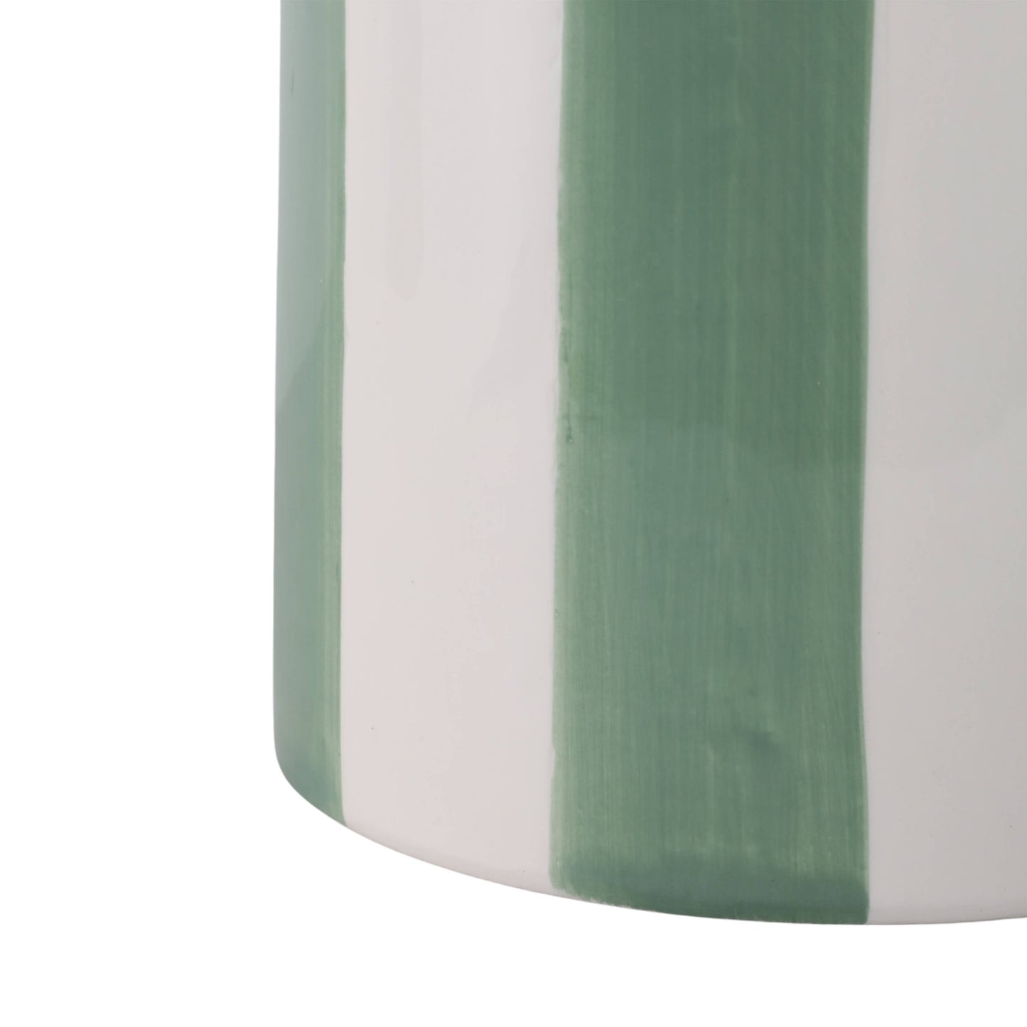 Sagebrook Home - Planters Set of 2 - Green/White Ceramic Striped, 6/8 in.