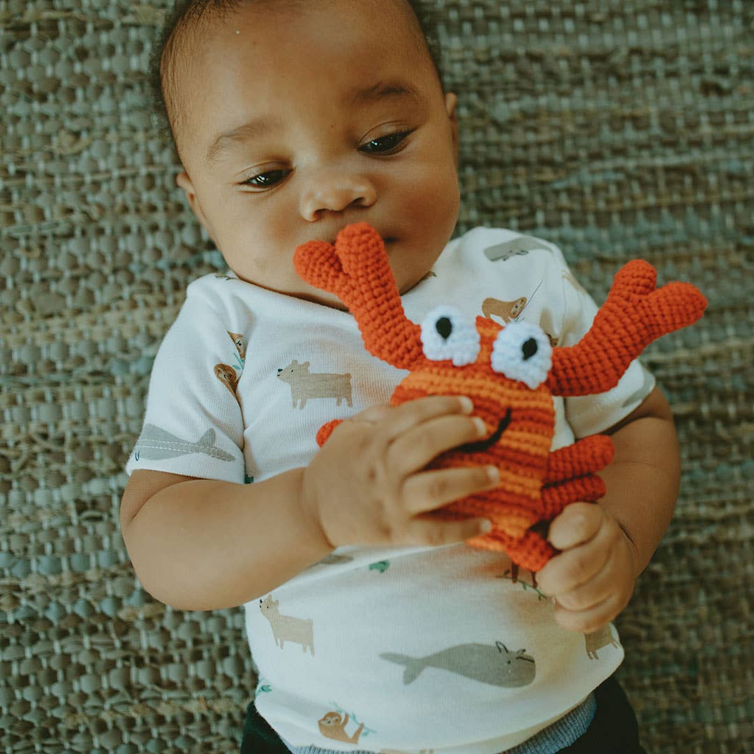 Pebble - Plush Crab Rattle - Red