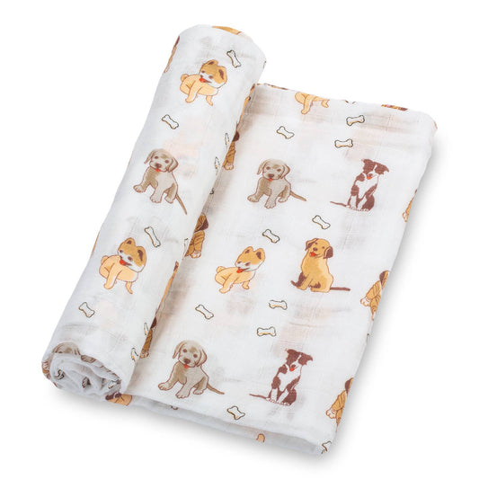 LollyBanks - Woof Woof Baby Muslin Swaddle Blanket