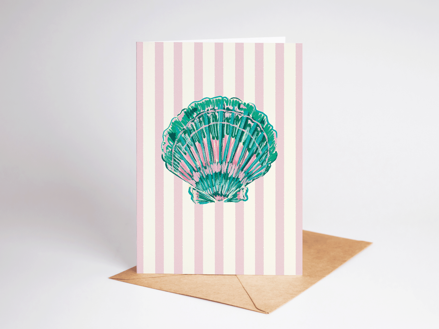 The Shelley Society - Colorful Seashell Beach Coastal Striped Greeting Card