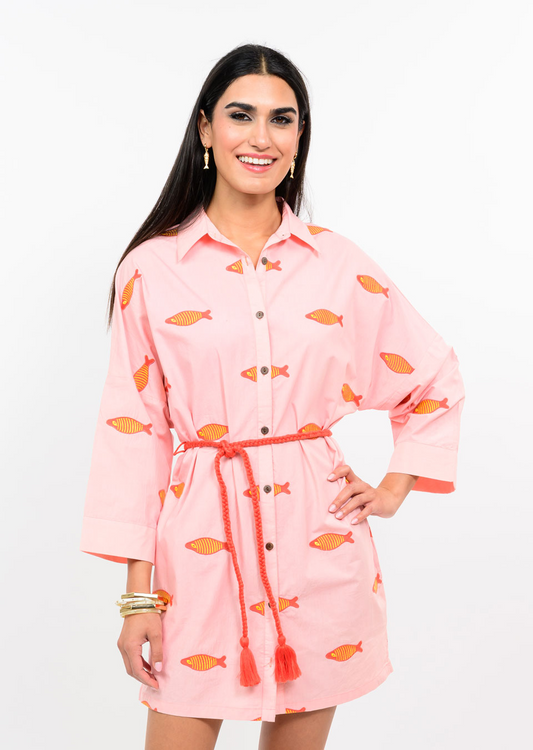 Ivy Jane - Embroidered Fish Shirtdress