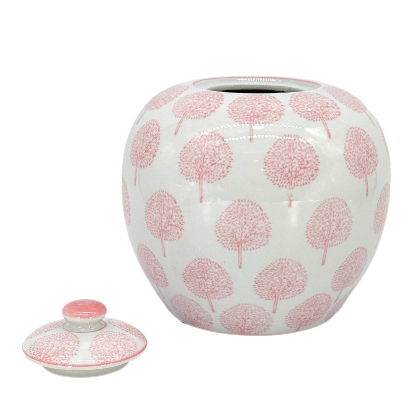 Galt International Company - Pink & White Floral Ceramic Chinoiserie Ginger Jar 8"