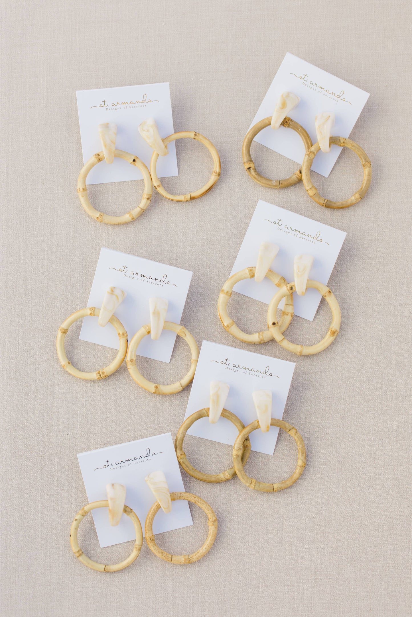St Armands Designs of Sarasota - Light Brown Bamboo Statement Drop Earrings
