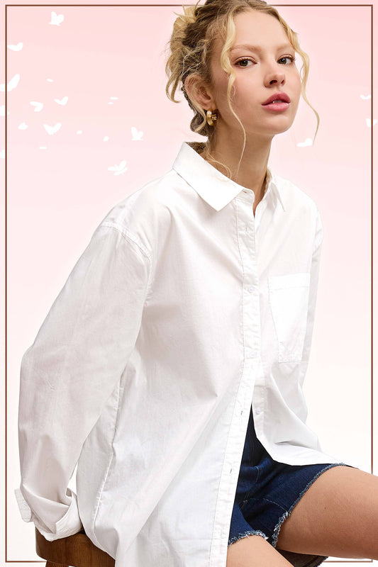 La Miel - SRT7809-Classic Collared Button Down Poplin Shirts