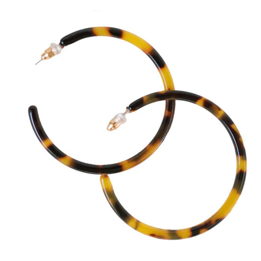 St Armands Designs of Sarasota - 1.25" Skinny Brown Tortoise Hoop Earrings