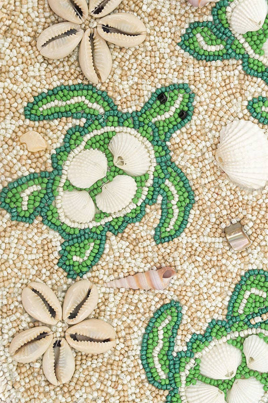 America & Beyond - Sea Turtle Shell Beaded Shoulder Bag