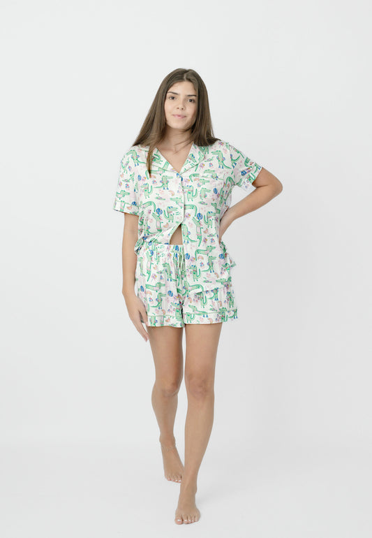 IMBALI - Alligator Disco Short Pajama Set - Ladies