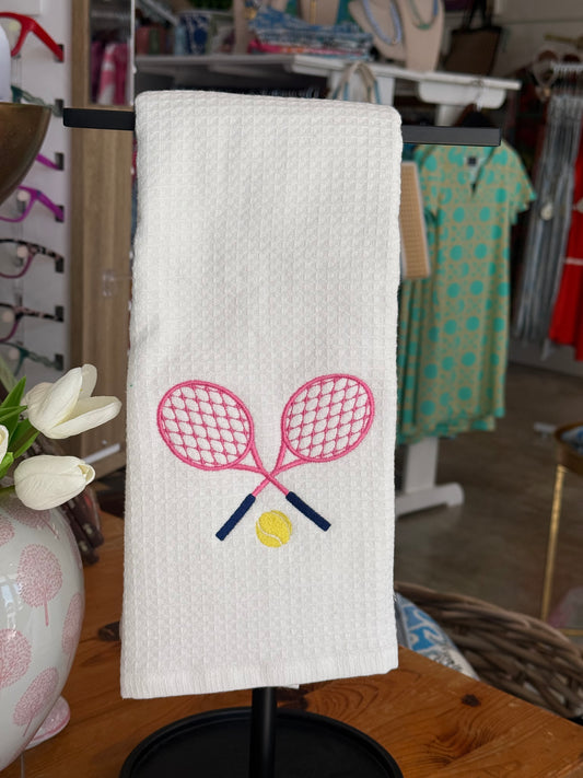 Waffle Weave Hand Towel - Tennis Racquets