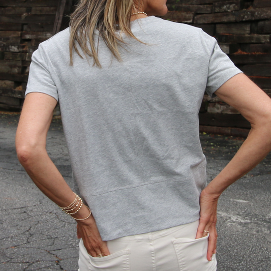 erin gray - Celia Perfect Length Tee in Light Heathered Gray - Short Sleeve