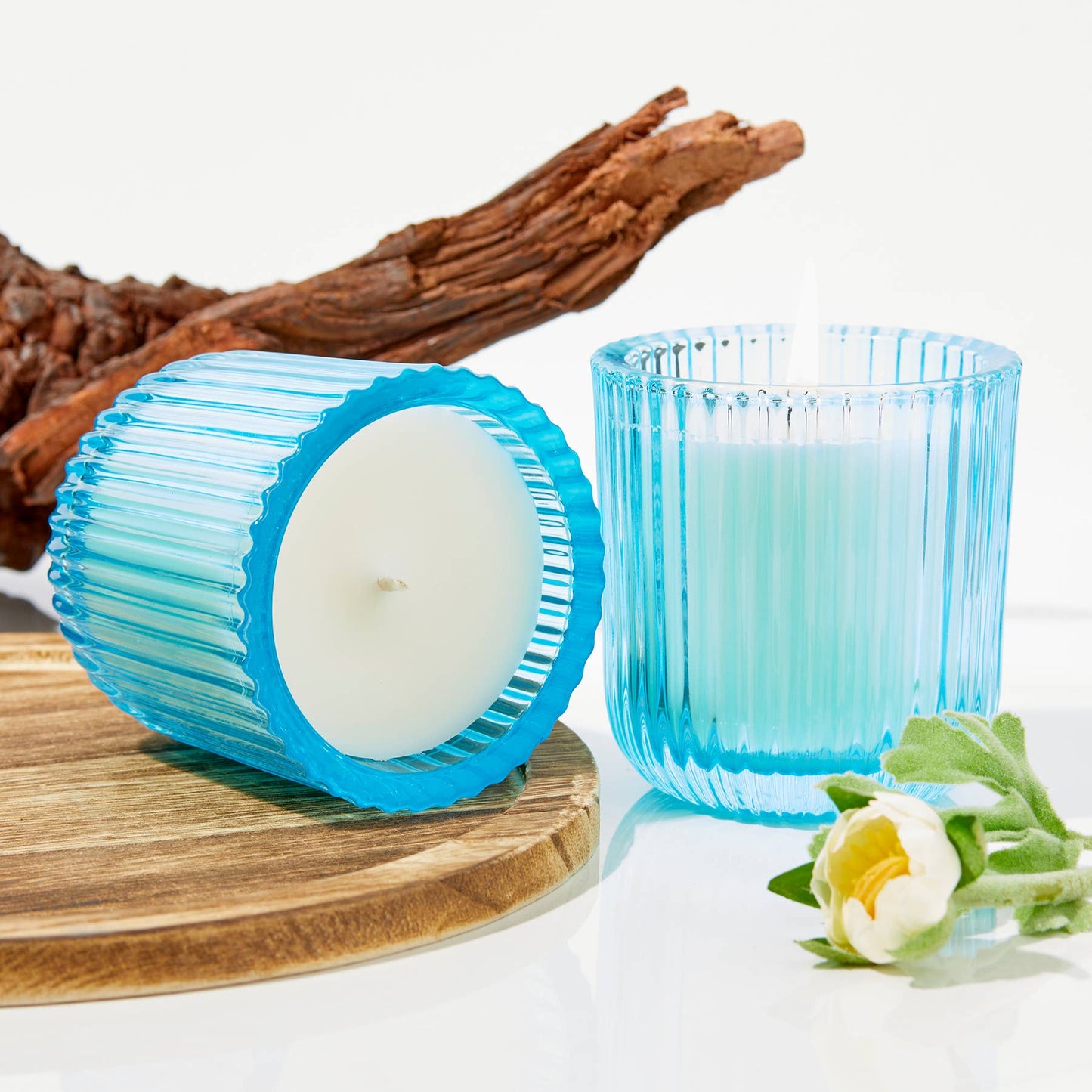 Hillhouse Naturals/Field+Fleur - Sea Salt 1 Wick Colored Glass Candle 8oz Ctn.6